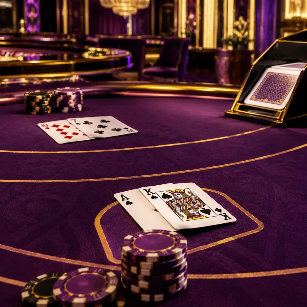 Kartu as dan kartu bernilai sepuluh di meja blackjack